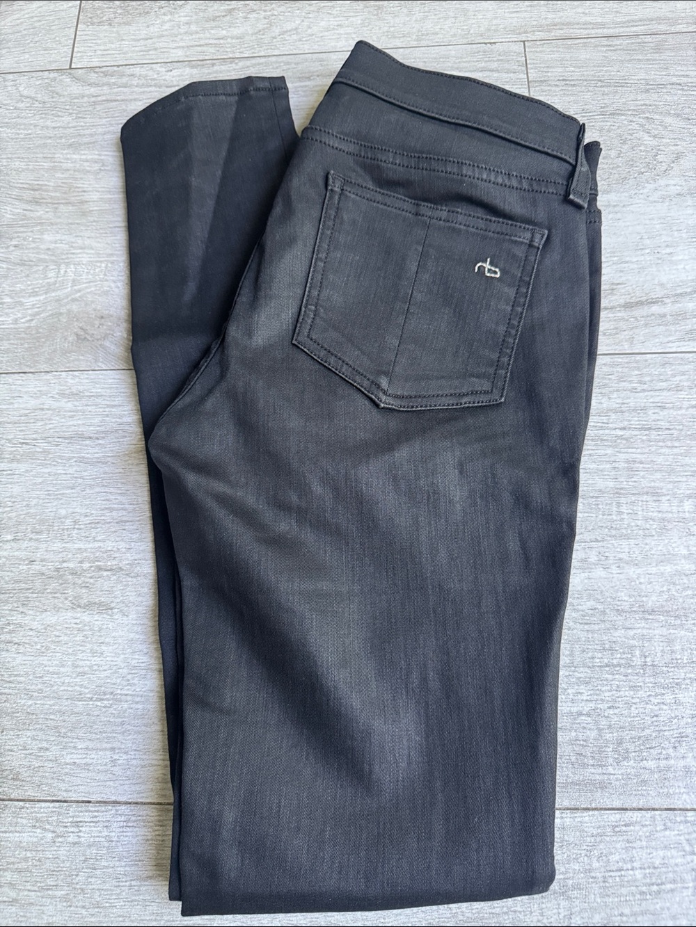 Rag & Bone Black Slim Moto Jeans Lamb Leather Size 27